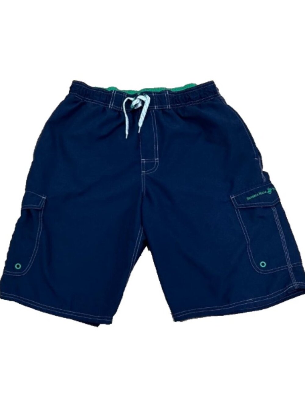 Vtg Beverly Hills Polo Club Navy Blue Green Swim Trunks Board Shorts